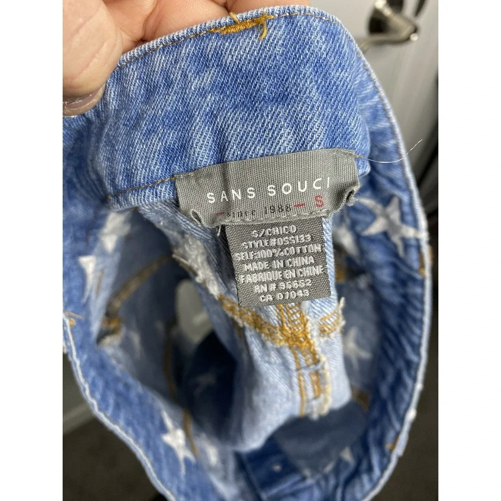 Sans Souci Women's A Line Denim Star‎ Pattern Skirt Blue Size Small